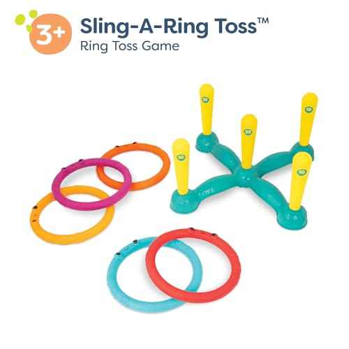 B. toys ? Ring Toss Game ? Indoor & Outdoor ? Sling ? a ? Ring Toss ? 12 Pieces ? 5 Pegs & 5 Colorful Rings ? for Toddlers, Kids ? 3+ Years
