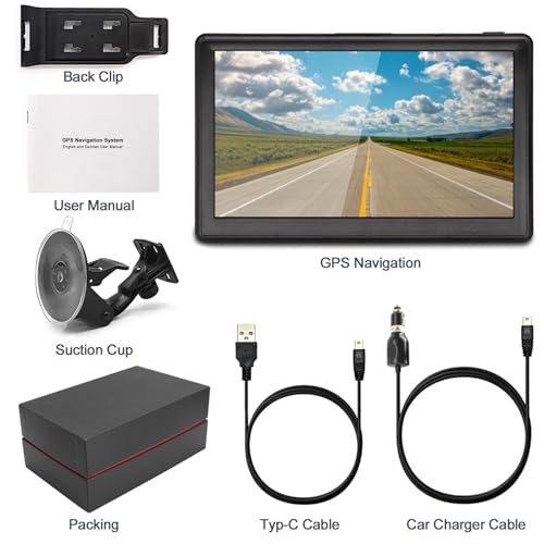 GPS Navigator for Car with 2025 Maps Free Lifetime Update, 7 Inch Car GPS Navigation System for Truck Commercial Drivers w...