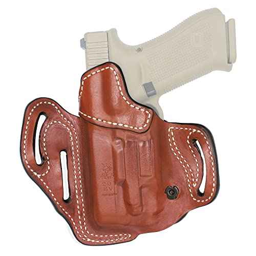 DeSantis Vengeance Scabbard Gun Holster, Fits Glock 19, 19 GEN 5, 19X, 23, 32, 45, with STREAMLIGHT TLR-7A with OR Without RED DOT, Open-Top OWB Holster, Made of Full-Grain Steerhide, Right-Hand Draw