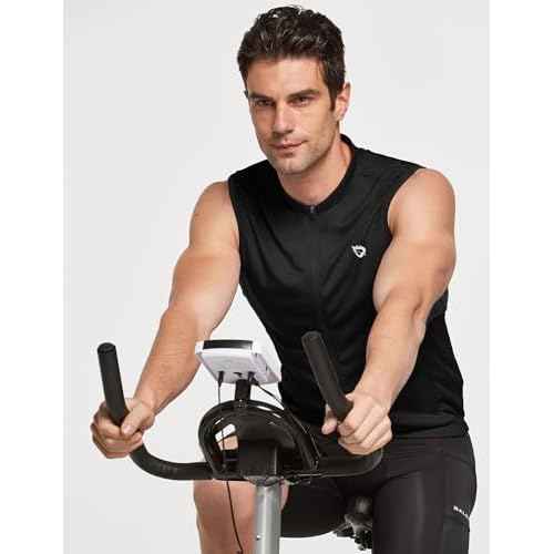 baleaf Men's Sleeveless Cycling Jersey Road Bike Shirt Bicycle Biking Tank Tops Full Zip Pockets SPF UPF50+