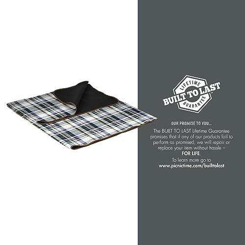 PICNIC TIME Outdoor Picnic Blanket Tote, 59"x51" Foldable Beach & Camping Blanket with Soft Fleece, Water-Resistant Botto...