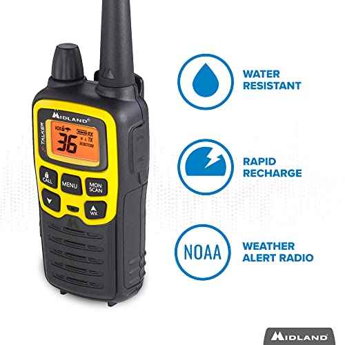 Midland¢ç - T61VP3 X-TALKER - Two-Way Radio - 36 Channel FRS- Long Range Walkie Talkie, 121 Privacy Codes, & NOAA Weather Scan & Alert Black/Yellow, 2-Pack