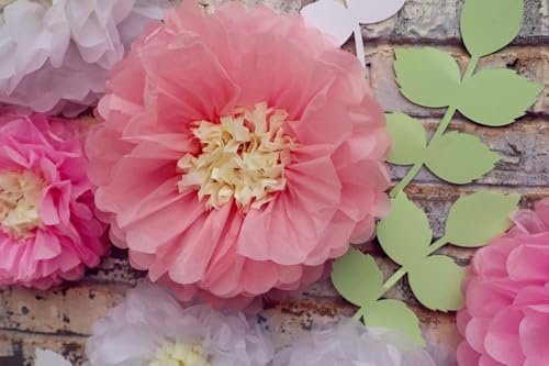 Fonder Mols Tissue Paper Chrysanth Flowers with Butterfly and Olive Leaves for Wedding Baby Shower Nursery Room Parties & ...