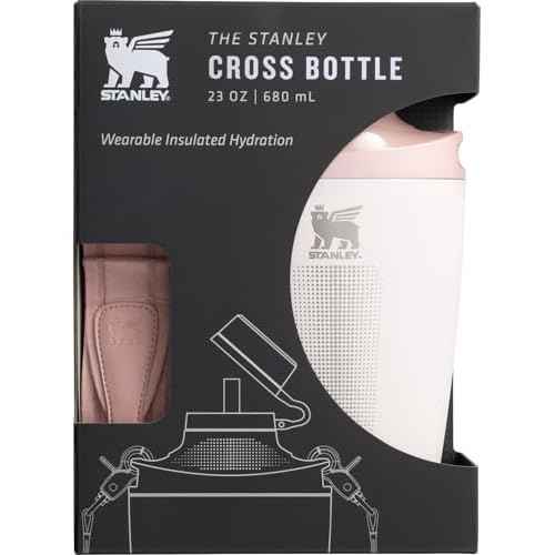 Stanley Cross Bottle 23 oz | Travel Water Bottle with Jacquard Strap | Leakproof Tritan Lid with Removable Straw | Insulated Stainless Steel | BPA-Free | Rose Quartz
