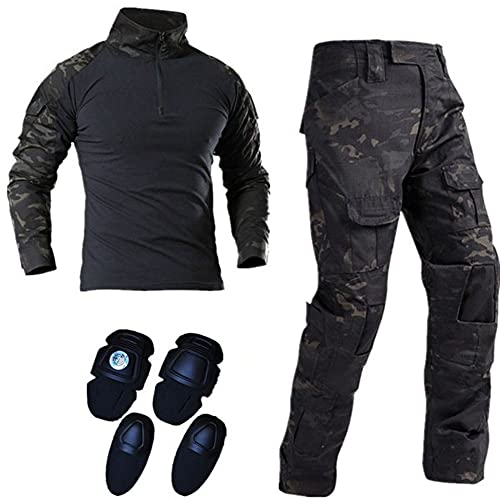 Lilychan Mens Tactical Military Suits Long Sleeve Rip-Stop Uniforms Combat Shirt and Pants Elbow Knee Pads