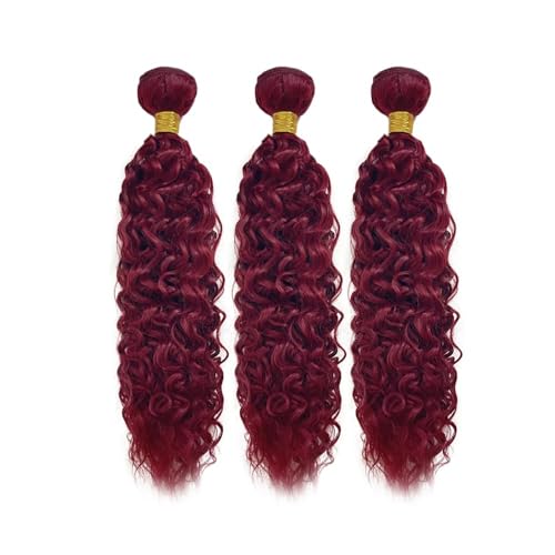 Augfst Brazilian Virgin Human Hair Bundles Burgundy 99J Water Wave Curly Human Hair Bundles 18 20 22 inch Unprocessed Brazilian Wine Red Quick Weave Hair for Black Women