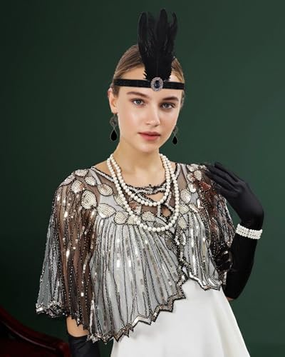 1920s Flapper Dresses Accessories for Women Theme Set Roaring 20s Great Gatsby Costume Dresses Accessories for Women