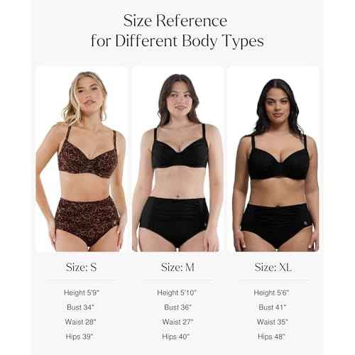 Popilush High Waisted Bikini Sets for Women Tummy Control Shapewear Swimsuit Ruched Push Up Two Piece Bathing Suit