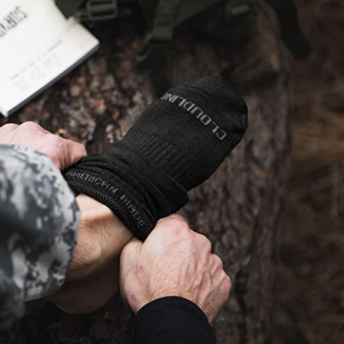 CloudLine - Merino Wool Socks for Men & Women, Military Socks - Cushion, Seamless Toe, Breathable & Moisture Wicking - 1 Pair