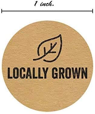 SBLABELS Brown Kraft Locally Grown Stickers/Small 1" Round Natural Kraft Farmers Market Food Label / 500 Grown Local Small Business Labels/Made in The USA