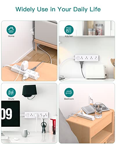 10FT Extension Cord - Power Strip Surge Protector, Flat Plug, Addtam 12 Widely Outlets 3 Sides Outlet Extender, 900J, Wall...