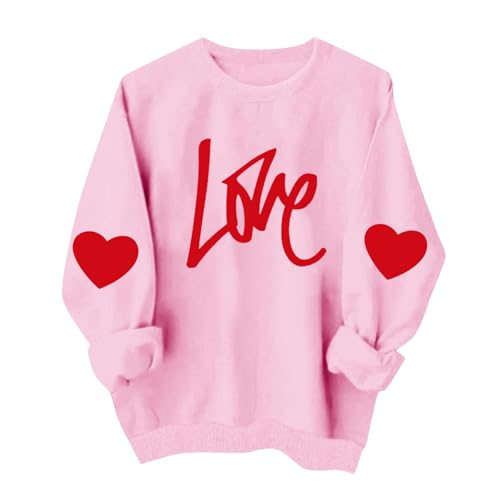 ABABC Valentines Sweatshirts for Women Love Theme Graphic Pullover Sweater Crewneck Long Sleeve Shirts Valentines Outfit