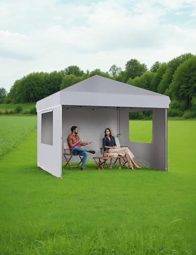 VerisShade 10x10 Pop Up Canopy Tent Outdoor Canopy with 3 Removable Sidewalls Heavy Duty Commercial Instant Tent Shelter W...