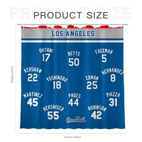 AARONIE Dodger Shower Curtains for Bathroom Decor, Los Angeles Shower Curtain with 12 Hooks, for Dodger Wall Art Decor, Dodger Gift for Man, 72"¡¿72"