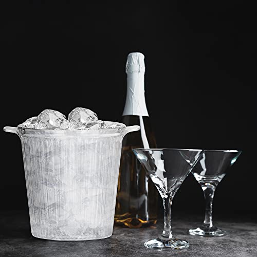 DecorRack 6 Pack Acrylic Ice Buckets with Handles, 2.5 Liter Crystal Clear Wine Buckets, Perfect Champagne Bottle Tubs for...