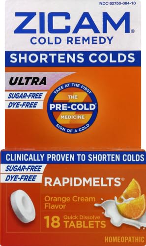 Zicam Cold Remedy Zinc Rapidmelts | Orange Cream Flavor | Shortens Cold Duration | Sugar-Free | Homeopathic