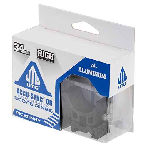 UTG ACCU-SYNC QR 34mm High Profile Scope Rings, Picatinny Black