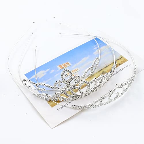 Cinaci 5 Pack Sparkly Glitter Rhinestone Silver Metal Headbands Wedding Hair Crowns Tiaras Clasps Accessories for Kids Gir...