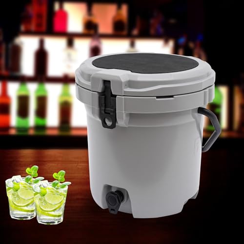 KEPSLERYZ 5 Gallon Water Jug Cooler Insulated Beverage Dispenser Leak-Proof & Anti-Slip for Camping, Fishing, Parties (Gra...