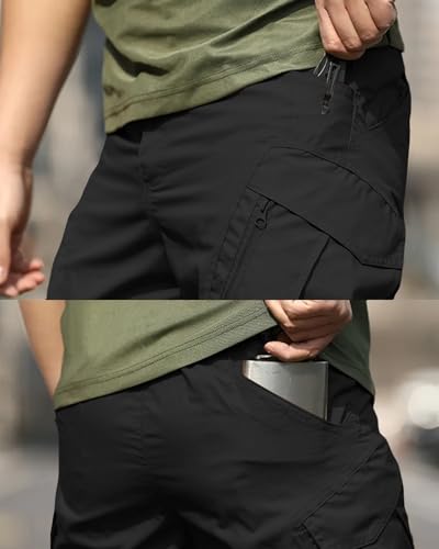 whox Men's Work Cargo Pants Tactical Hiking Casual Water Resistant Ripstop Trousers for Outdoor with 6 Pockets(No Belt)