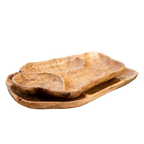 TJ Global Natural Root Wood Serving Platter Tray Board for Cheese, Appetizer, Charcuterie, Bread, Snacks, or Decor Display...