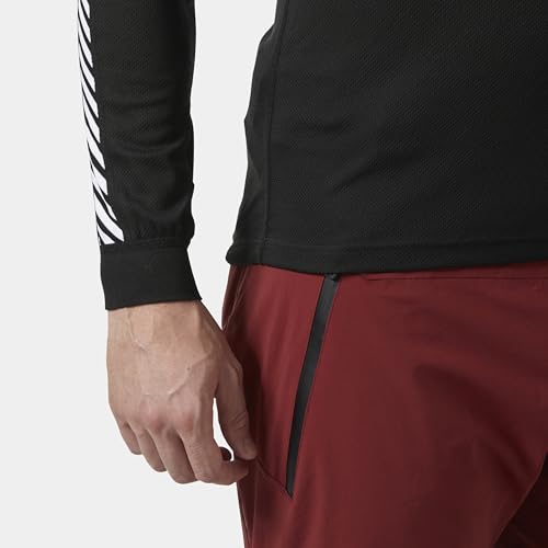 Helly Hansen Men's Lifa Stripe Crew Lightweight Breathable Moisture Wicking Thermal Baselayer, 998 Black - Medium