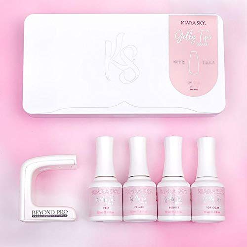 Kiara Sky Gelly Tips Starter Kit | Includes Prep, Primer, Builder, Top Coat, Tips | Almond Medium