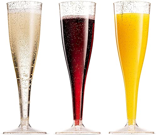 30 Pack Disposable Clear Plastic Champagne Flutes - 5 Oz Toasting Glasses for Wedding Party, Cocktail, Mimosa