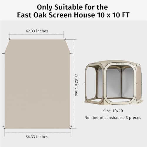 East Oak Sun Shade Sail Canopy Cover for East Oak Screen House & Pop-Up Tent 10 x 10 FT, Sun Protection, UPF 50+, 210D Oxf...