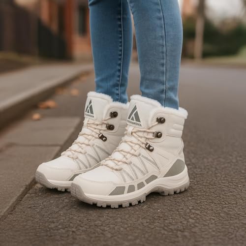 Mishansha Women's Winter Snow Boots Waterproof Warm Fur Lined Ankle Hiking Boot Non-Slip Outdoor Cold Weather Shoes