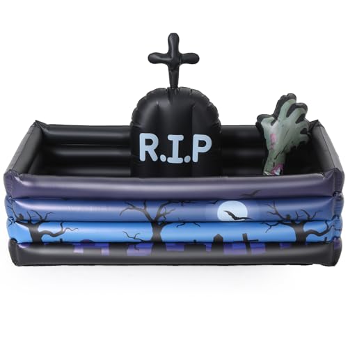 Liliful 1 Pack Inflatable Graveyard Halloween Drink Cooler Party Beverage Holder Zombie Arm Inflatable Cooler Drink Holder...