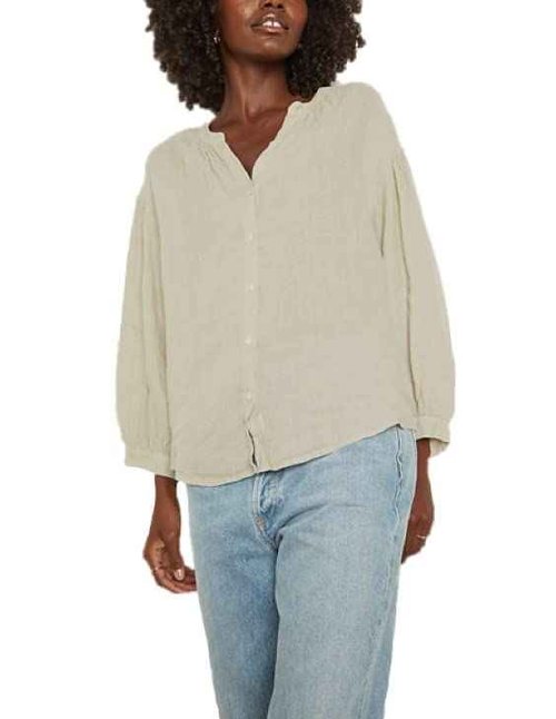 VELVET BY GRAHAM & SPENCER Women's Matea Woven Linen Button Up Shirt, Cobble, Small
