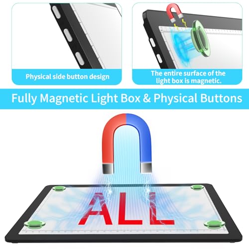 Phylosal Rechargeable A4 Light Pad with Built-in Stand & Bag, Magnetic Tracing Light Box for Drawing, Diamond Art Light Bo...