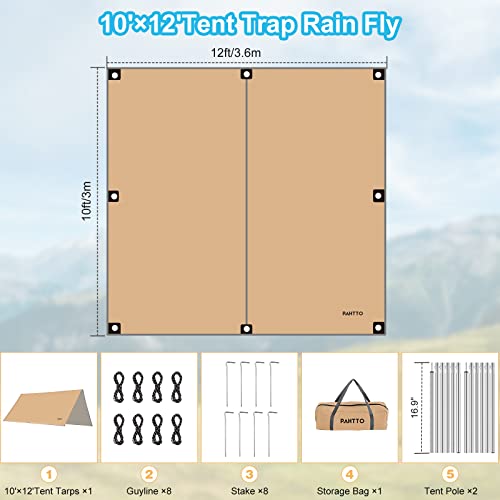 Hammock Rain Fly, 12x10FT Camping Tarp with Poles, Waterproof and Ultralight Survival Tent Tarp for Outdoors, Camping, Hik...