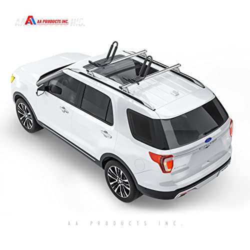 AA-Racks J-Bar Rack Roof Top Mount with 16 Ft Ratchet Lashing Straps, Folding Carrier for Your Canoe, SUP and Kayaks on SU...