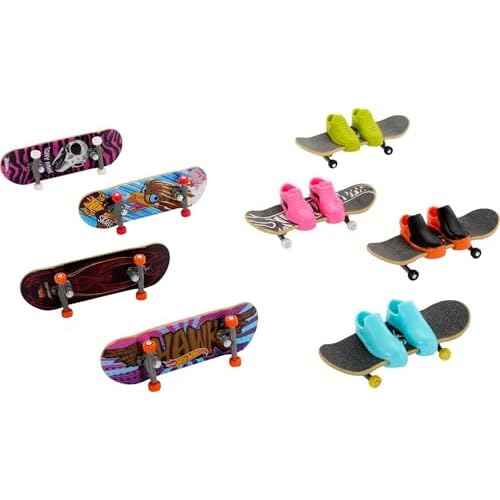 Hot Wheels Skate Rippin' Tricks Pack - 8 Fingerboards and 4 Pairs of Skateboard Shoes with Tony Hawk Inspired Designs, for Ages 5 and up, HMY19