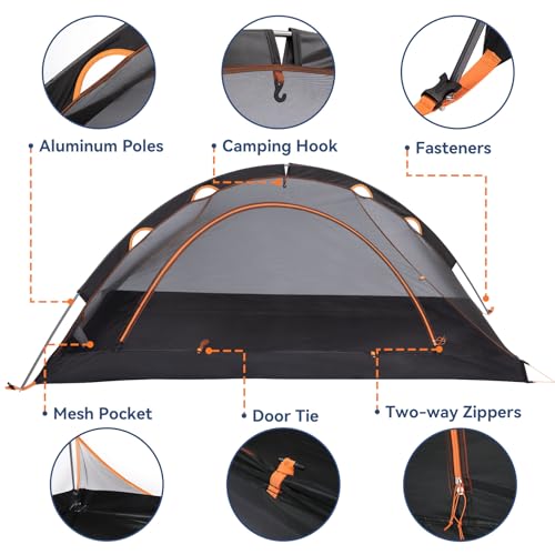 1 Person Backpacking Tent for Camping - Ultralight Waterproof Outdoor One Person Tent, Windproof Rainproof Compact Single ...