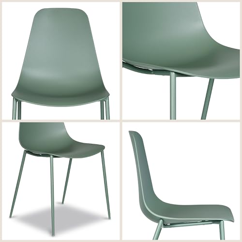 Poly & BARK Isla Modern Kitchen Chairs Set of 4 - Plastic Dining Chair with Metal Legs - Quick Assembly Simple Cafe Chairs...