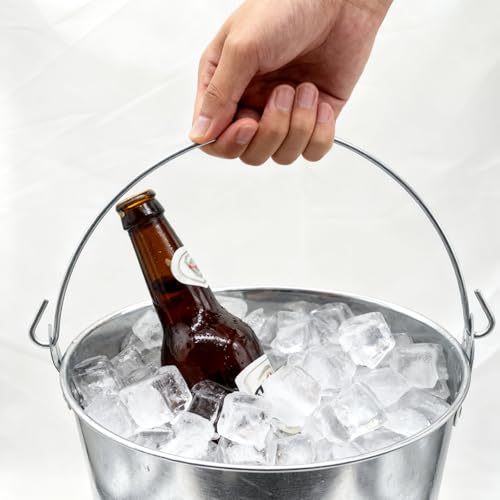 Amestar 12 Pack Metal Bucket, 5L, Silver - Galvanized Buckets with Handles for Ice Tub & Beverage Tub, Ice Buckets for Par...