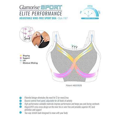 Glamorise Women's Elite Performance Adjustable Wirefree Sport Bra #1167