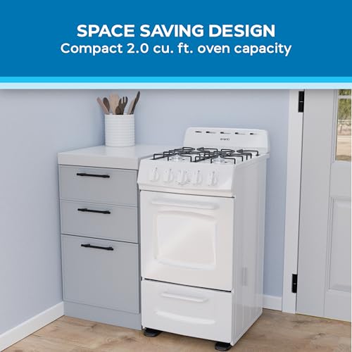 Avanti Gas Range Oven, Compact Freestanding Design, 4 Burners with Electronic Ignition, 2.1 Cu.Ft. Capacity Features Solid...