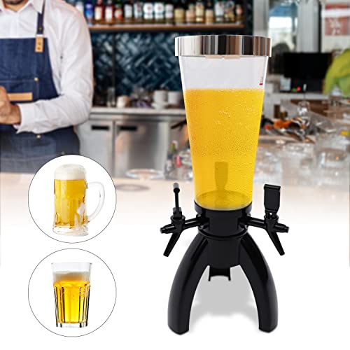 3L Beer Tower Dispenser,with 3 Taps and Freeze Tube,Spherical Beverage Dispenser Drink Tower,Easy to Clean, Party, Restaur...