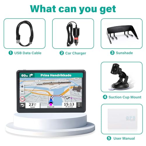 GPS Navigator for Car Truck RV, 7 Inch Touch Screen GPS for Car with 2026 Maps Free Lifetime Updates, Voice Turn-by-Turn G...