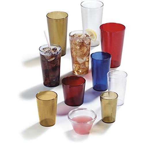Carlisle FoodService Products Stackable Tumbler Plastic Tumbler with Pebbled Exterior for Restaurants, Catering, Kitchens, Plastic, 13.4 Ounces, Amber, (Pack of 72)