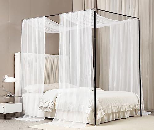 Akiky Canopy Bed Curtains with Light Princess Bed Canopy Scarf for Full/Queen Metal Bed Frame,Wood Frame Bed-2 Panel Sheer...
