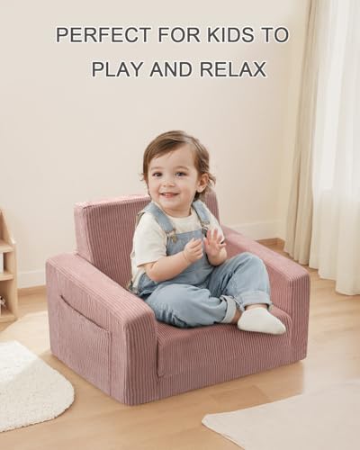 Jouha Toddle & Kids Chair,2-in-1 Soft Toddler Couches That Fold Out,Toddler Chairs Comfy 1-3 Years Old,Convertible Sofa to...