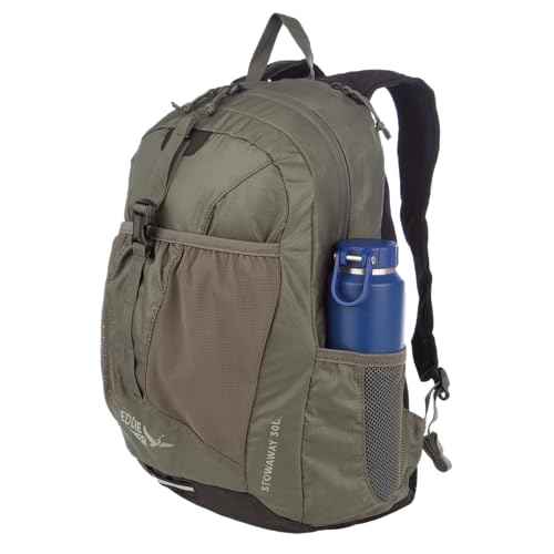 Eddie Bauer Stowaway Packable Backpack 30L with Water Resistant Finish and 2 Mesh Side Pockets for Water Bottles - Spruce