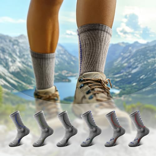 Men Socks,Athletic Compression Crew Socks Cushioned for Men Running Sports Hiking Fishing Arch Support