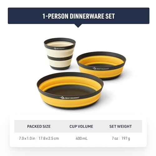 Sea to Summit Frontier Ultralight Collapsible Dinnerware Set, 1-Person (Medium Bowl, Large Bowl, Cup)