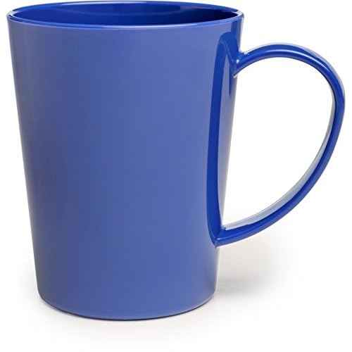 Carlisle FoodService Products Mug Plastic Coffee Mug with Large Handle for Buffets, Home, and Restaurant, Tritan, 12 Ounces, Blue, (Pack of 12)